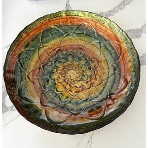 Centerpiece glass bowl, sunflower pattern, large, fruit bowl, statement bowl